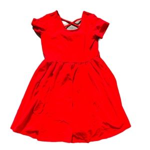 Girls Short Sleeve Swing Dresses Size 10 (Red and Yellow)